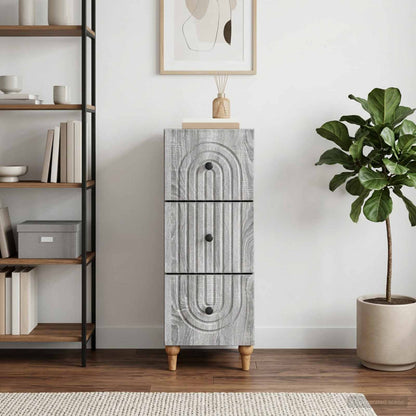 vidaXL Drawer Cabinet Grey Sonoma 33 x 34.5 x 90 cm Engineered Wood