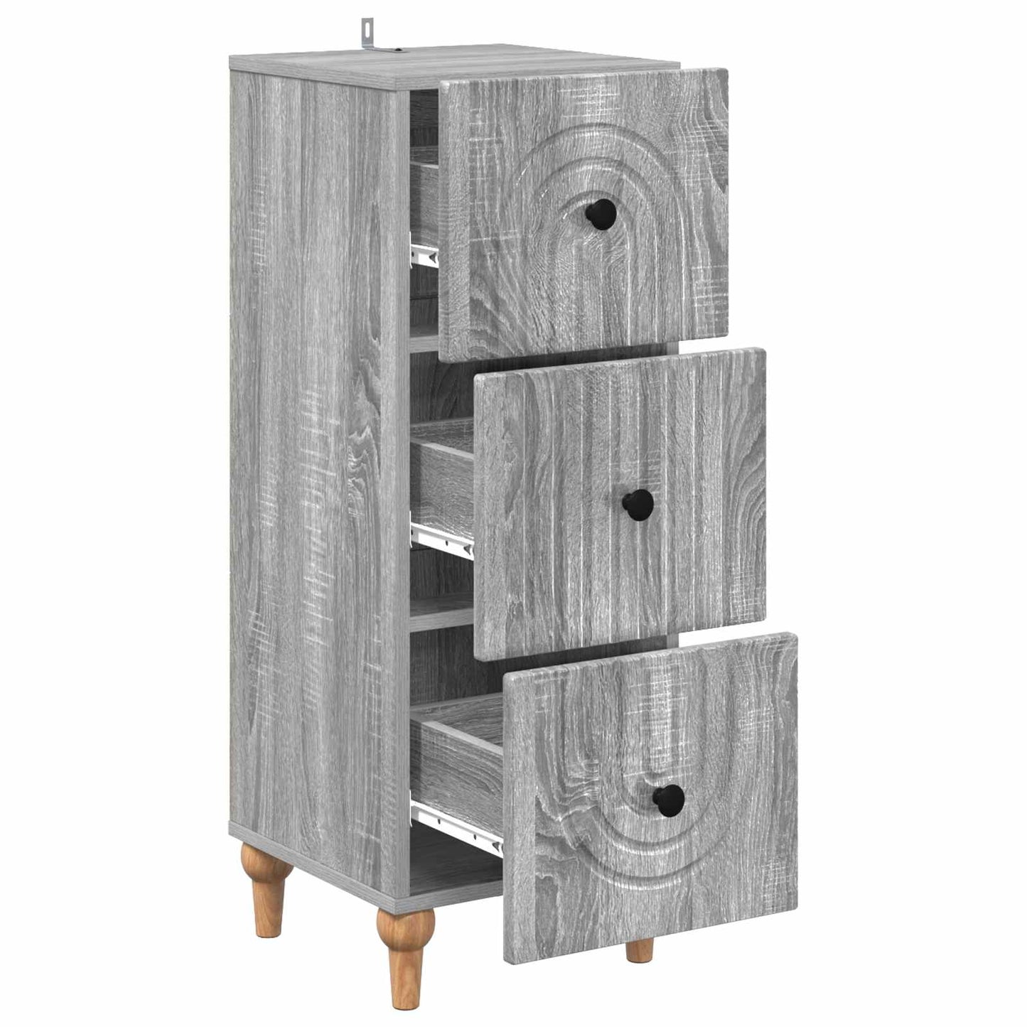 vidaXL Drawer Cabinet Grey Sonoma 33 x 34.5 x 90 cm Engineered Wood