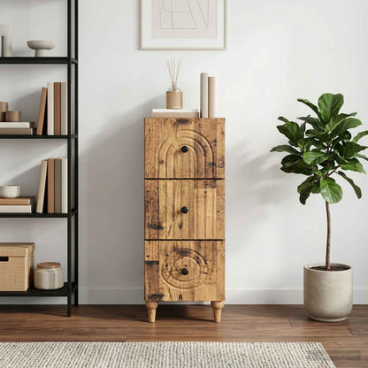 vidaXL Drawer Cabinet 33 x 34.5 x 90 cm Engineered Wood Old Wood