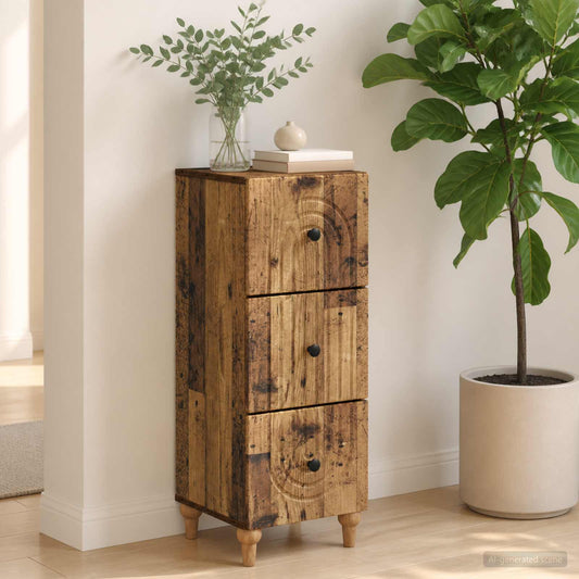 vidaXL Drawer Cabinet Old Wood 33 x 34.5 x 90 cm Engineered Wood