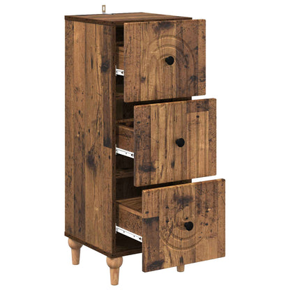 vidaXL Drawer Cabinet Old Wood 33 x 34.5 x 90 cm Engineered Wood