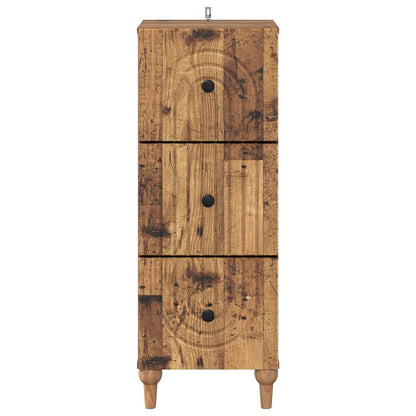 vidaXL Drawer Cabinet Old Wood 33 x 34.5 x 90 cm Engineered Wood