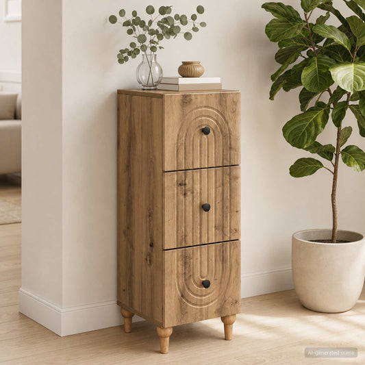 vidaXL Drawer Cabinet 33 x 34.5 x 90 cm Engineered Wood Artisan Oak