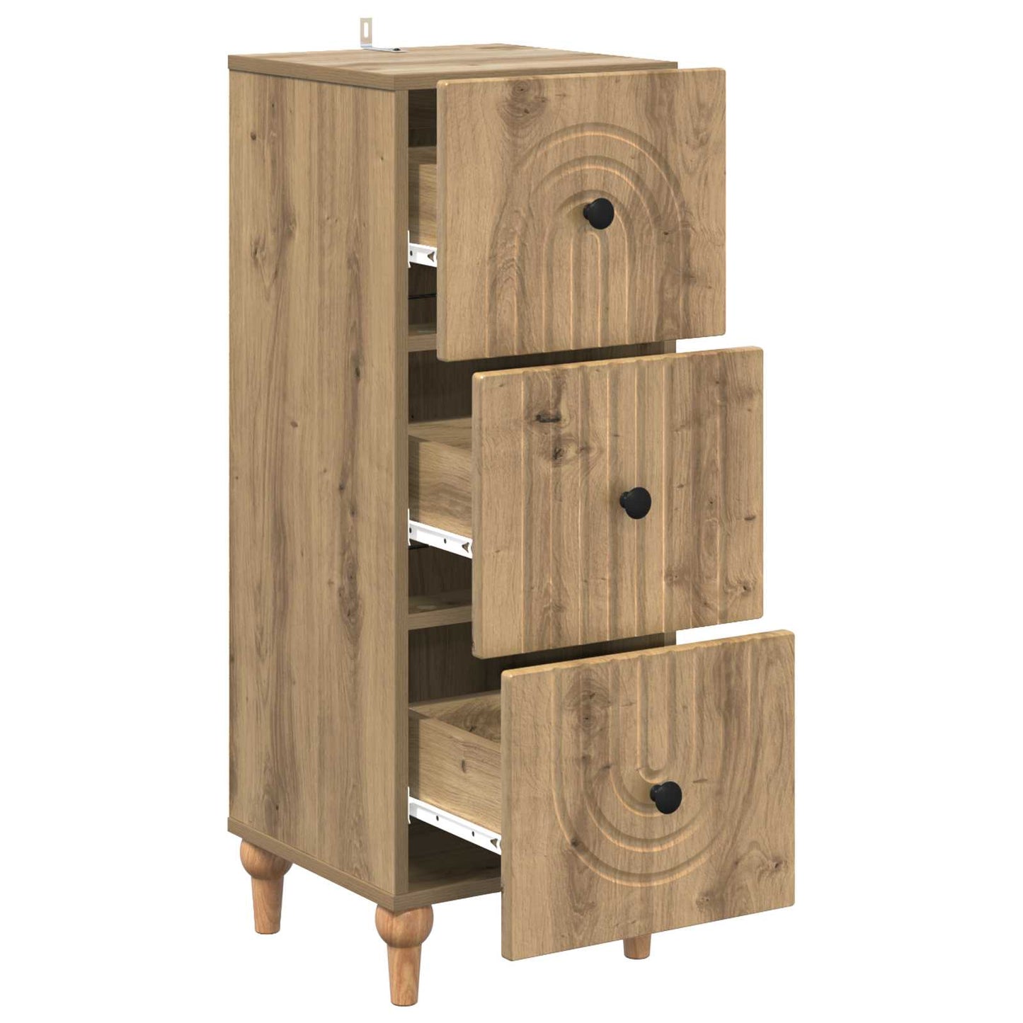 vidaXL Drawer Cabinet 33 x 34.5 x 90 cm Engineered Wood Artisan Oak