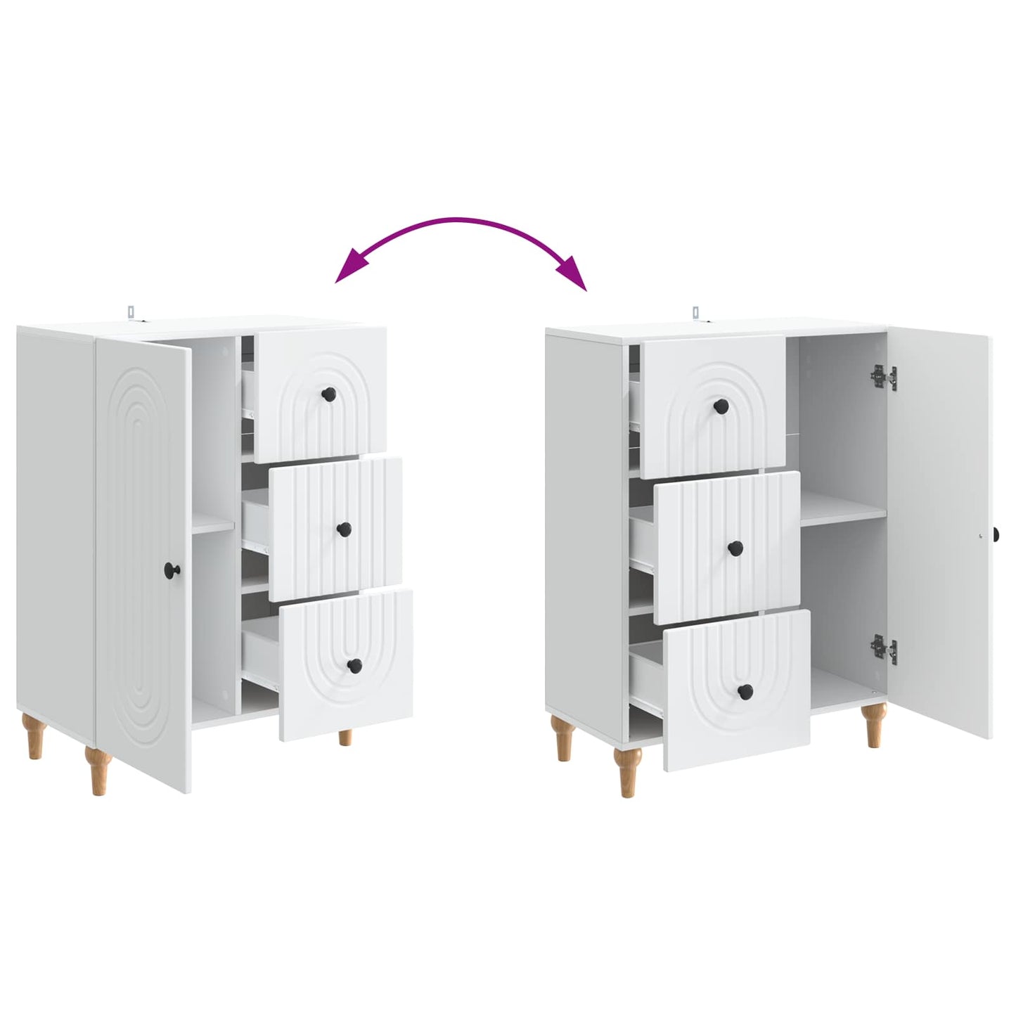 vidaXL Sideboard with Drawer White 66 x 34.5 x 90 cm Engineered Wood