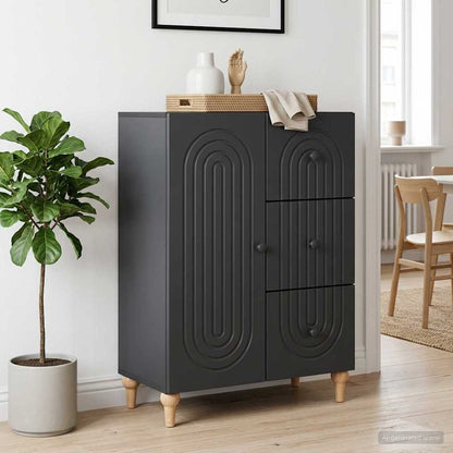 vidaXL Sideboard with Drawer Black 66 x 34.5 x 90 cm Engineered Wood