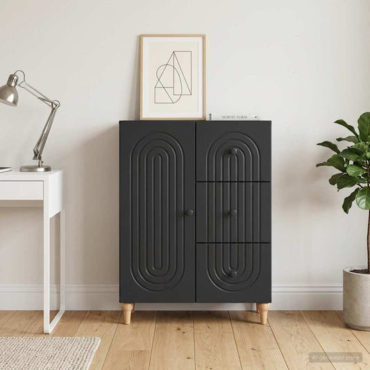 vidaXL Sideboard with Drawer Black 66 x 34.5 x 90 cm Engineered Wood
