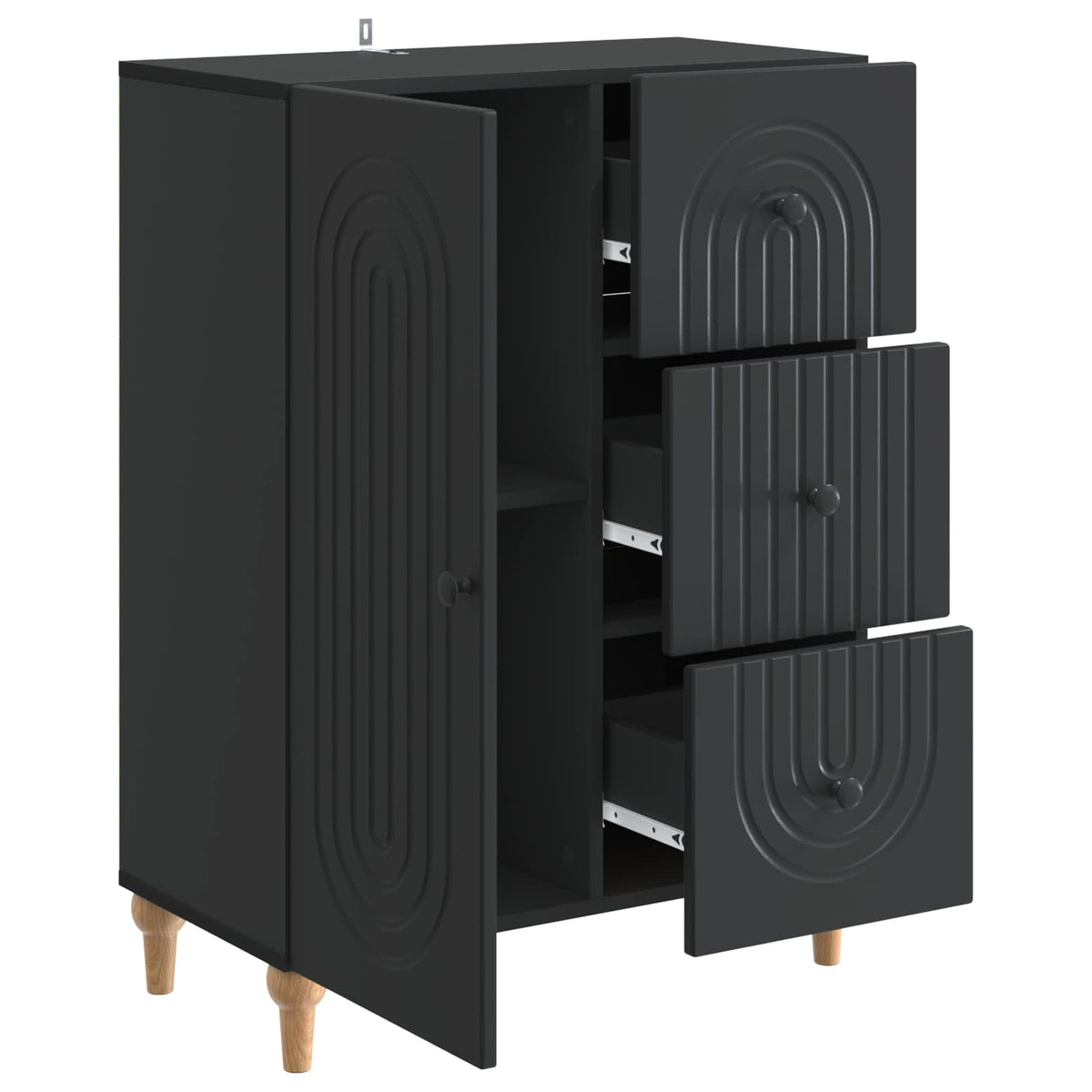 vidaXL Sideboard Black 66 x 34.5 x 90 cm Engineered Wood