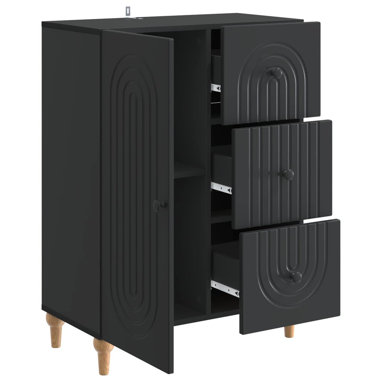 vidaXL Sideboard with Drawer Black 66 x 34.5 x 90 cm Engineered Wood