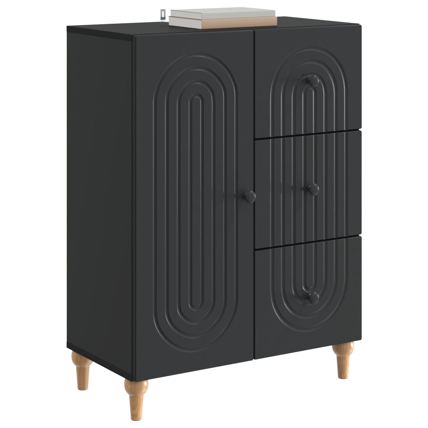 vidaXL Sideboard with Drawer Black 66 x 34.5 x 90 cm Engineered Wood