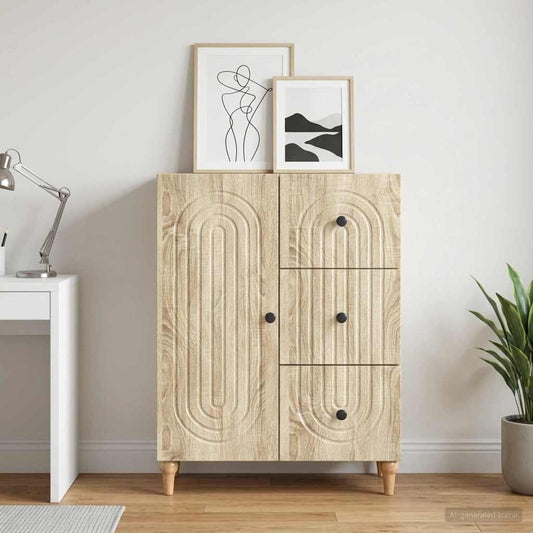 vidaXL Sideboard Sonoma Oak 66 x 34.5 x 90 cm Engineered Wood