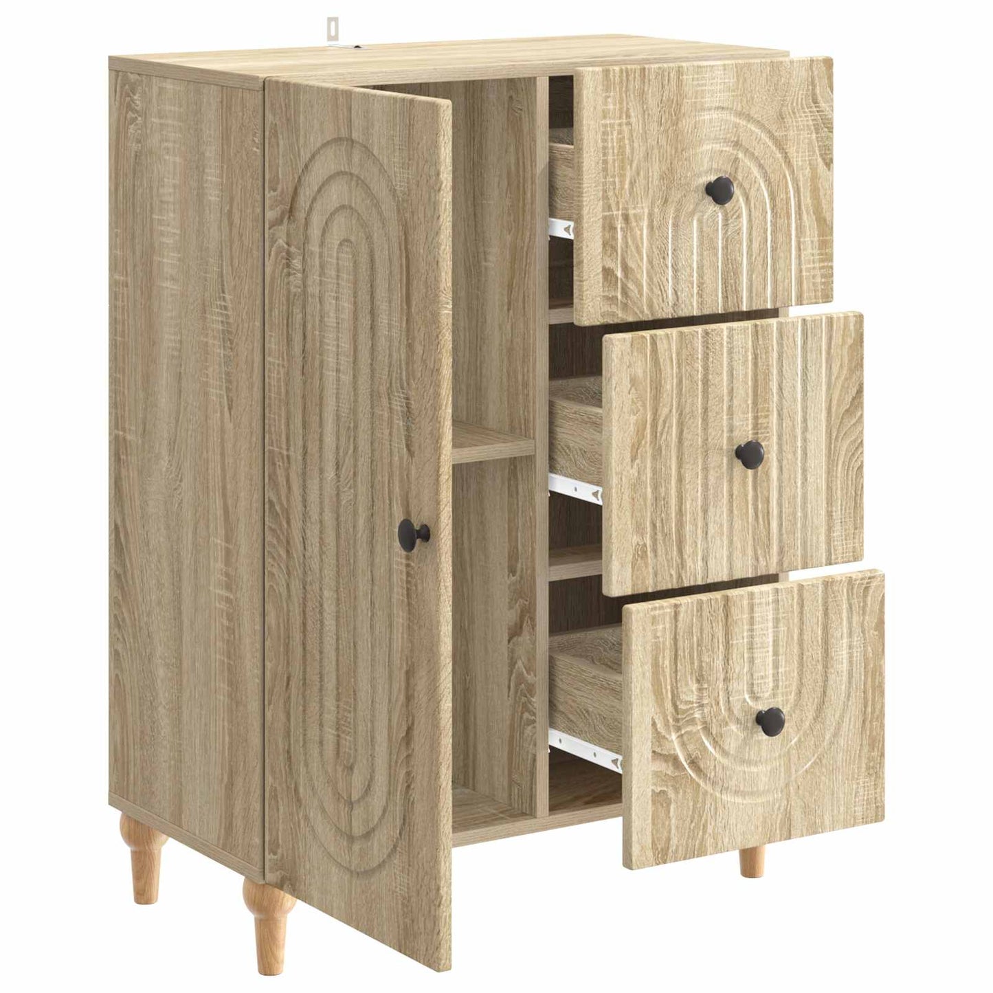 vidaXL Sideboard Sonoma Oak 66 x 34.5 x 90 cm Engineered Wood