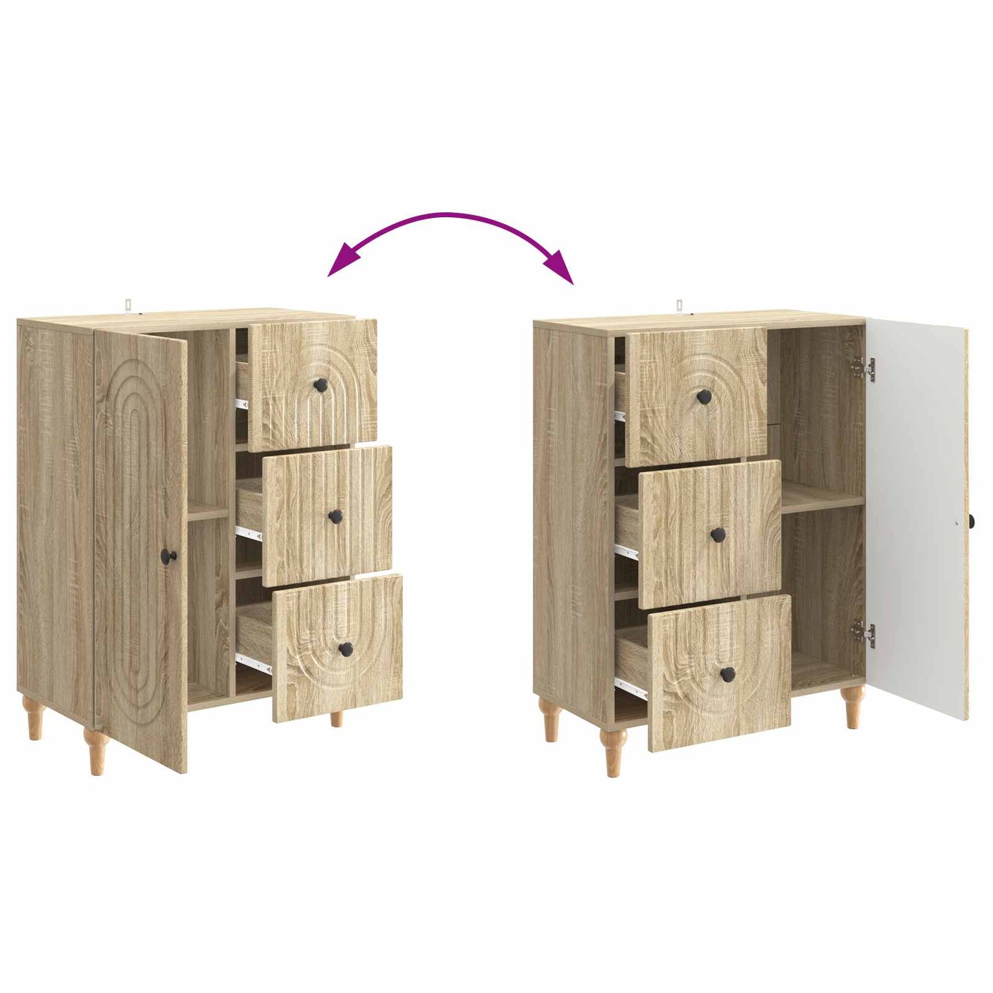 vidaXL Sideboard Sonoma Oak 66 x 34.5 x 90 cm Engineered Wood