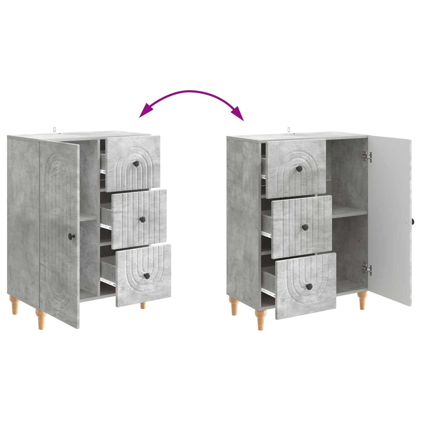 vidaXL Sideboard Concrete Grey 66 x 34.5 x 90 cm Engineered Wood