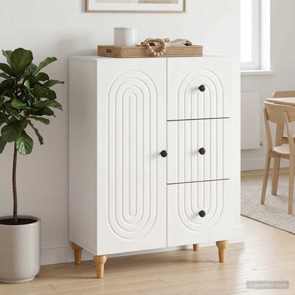 vidaXL Sideboard High Gloss White 66 x 34.5 x 90 cm Engineered Wood