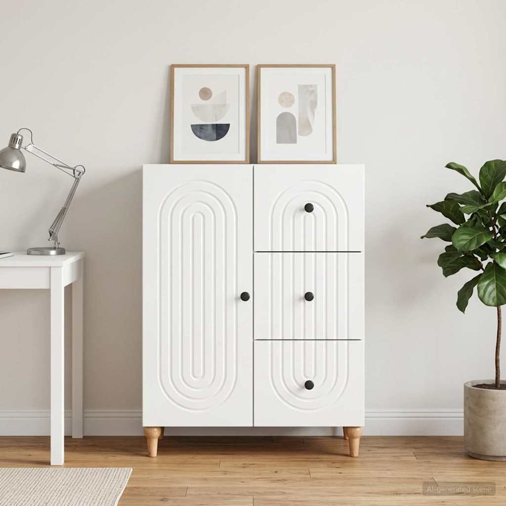vidaXL Sideboard High Gloss White 66 x 34.5 x 90 cm Engineered Wood