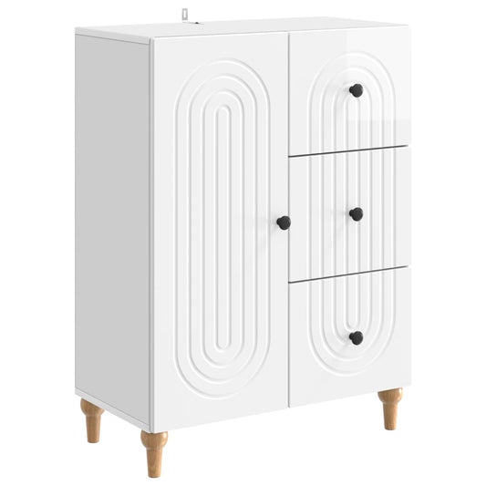 vidaXL Sideboard High Gloss White 66 x 34.5 x 90 cm Engineered Wood