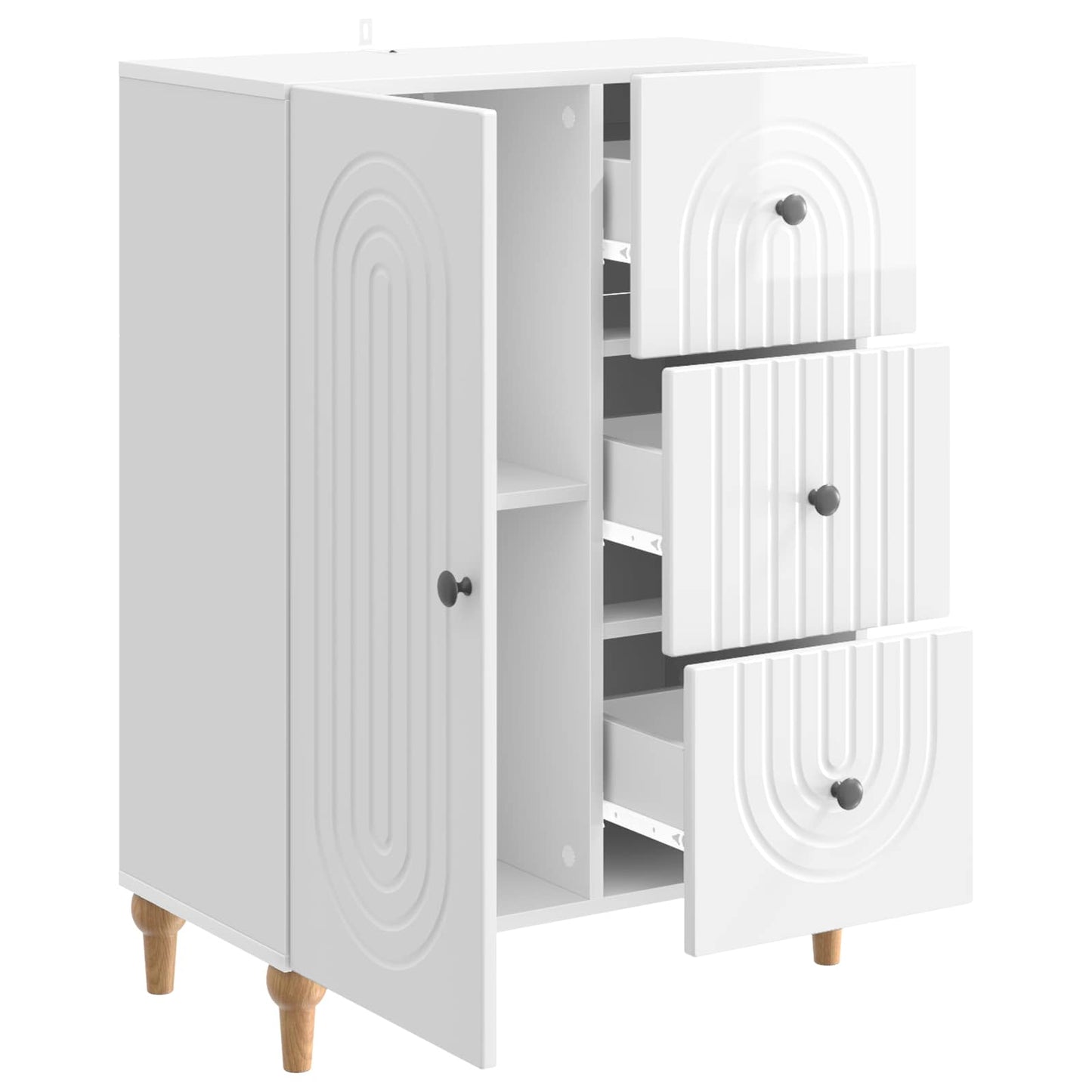 vidaXL Sideboard High Gloss White 66 x 34.5 x 90 cm Engineered Wood