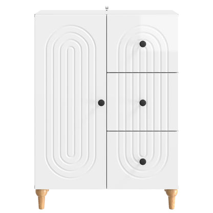 vidaXL Sideboard High Gloss White 66 x 34.5 x 90 cm Engineered Wood