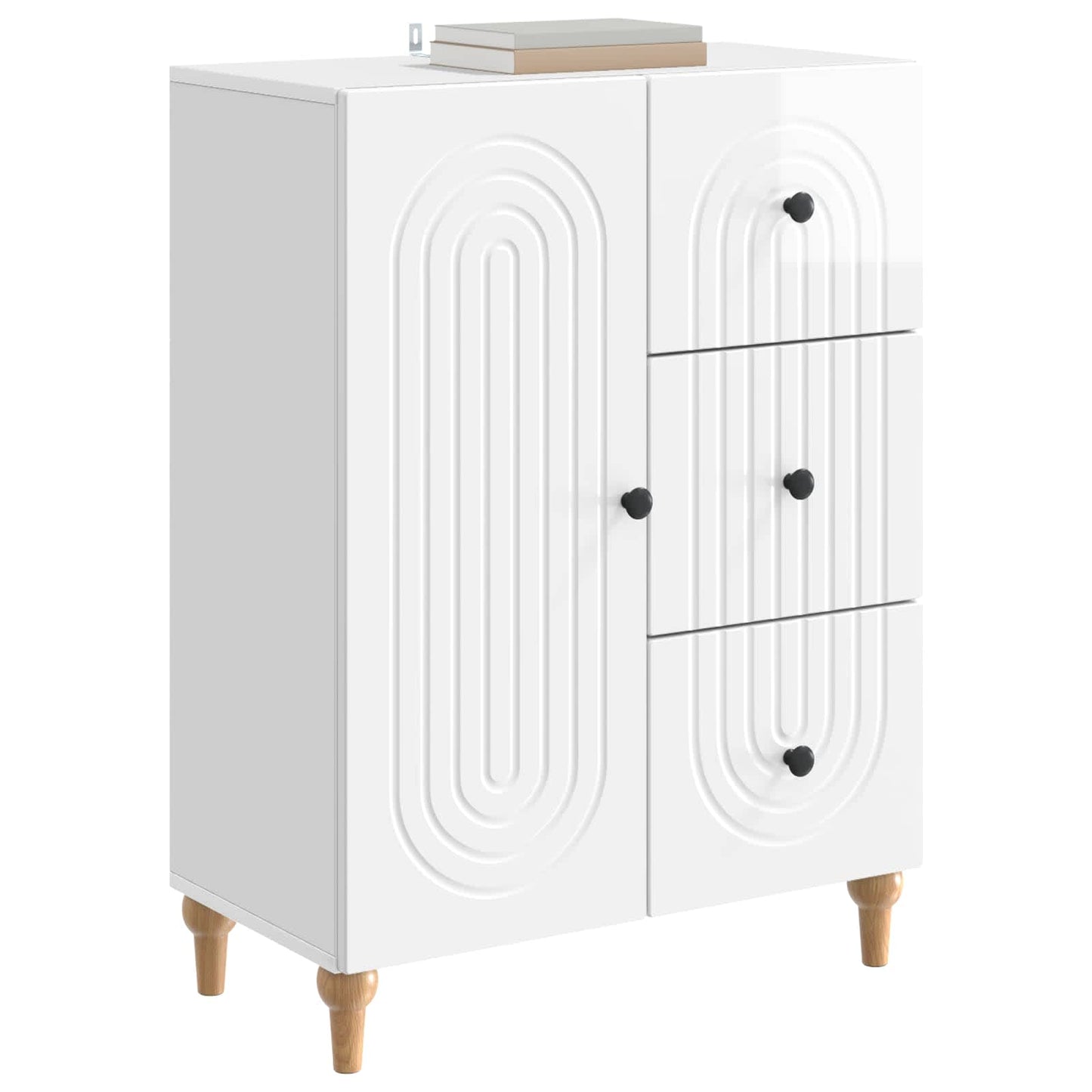 vidaXL Sideboard High Gloss White 66 x 34.5 x 90 cm Engineered Wood