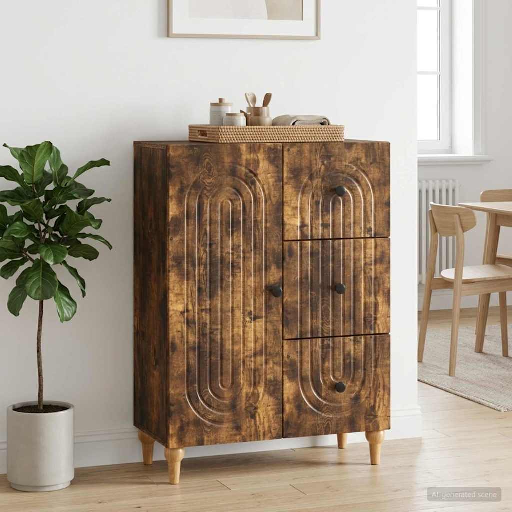 vidaXL Sideboard Smoked Oak 66 x 34.5 x 90 cm Engineered Wood