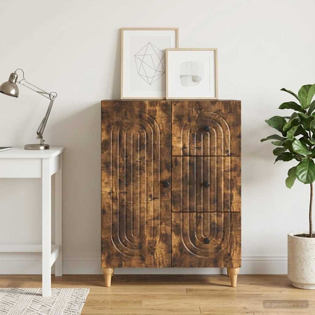 vidaXL Sideboard Smoked Oak 66 x 34.5 x 90 cm Engineered Wood