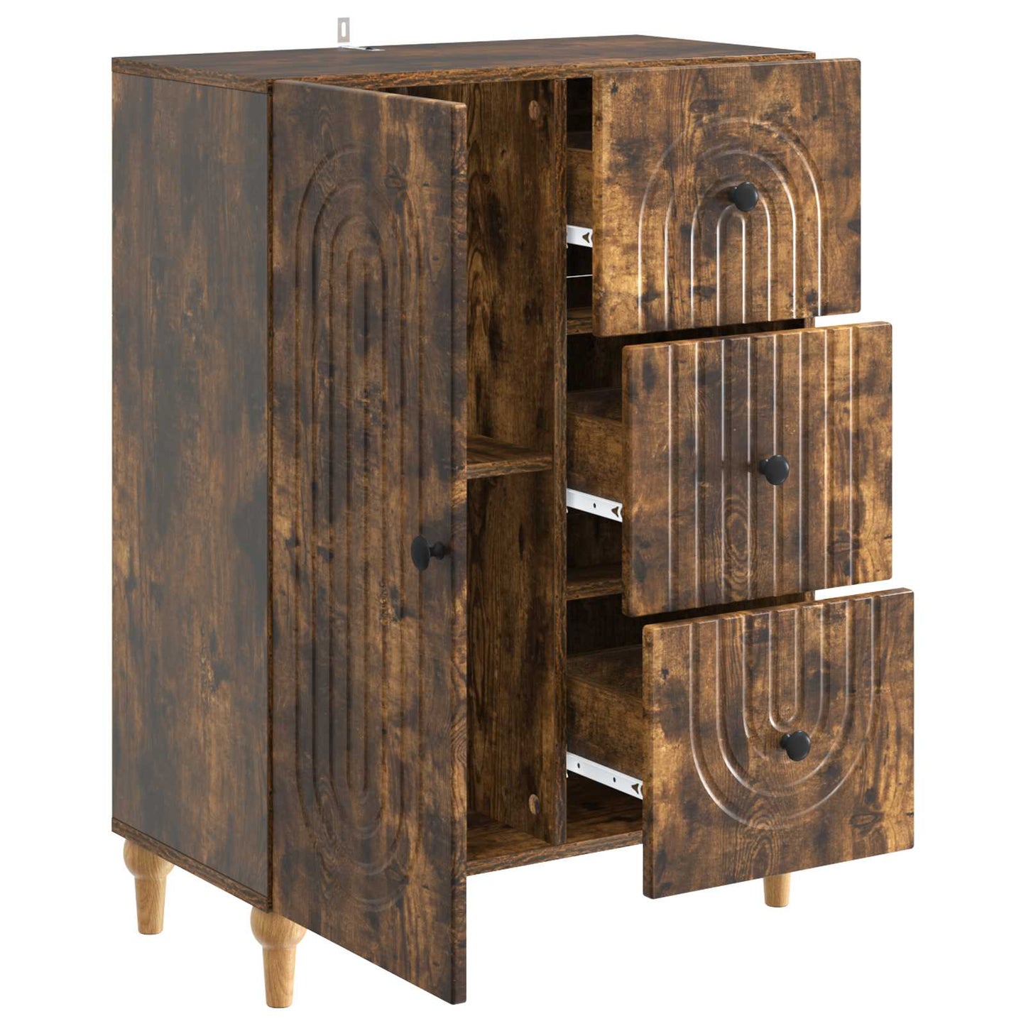 vidaXL Sideboard Smoked Oak 66 x 34.5 x 90 cm Engineered Wood