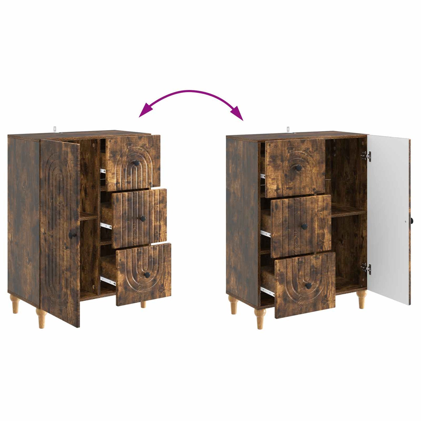 vidaXL Sideboard Smoked Oak 66 x 34.5 x 90 cm Engineered Wood