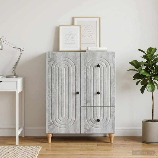 vidaXL Sideboard Grey Sonoma 66 x 34.5 x 90 cm Engineered Wood