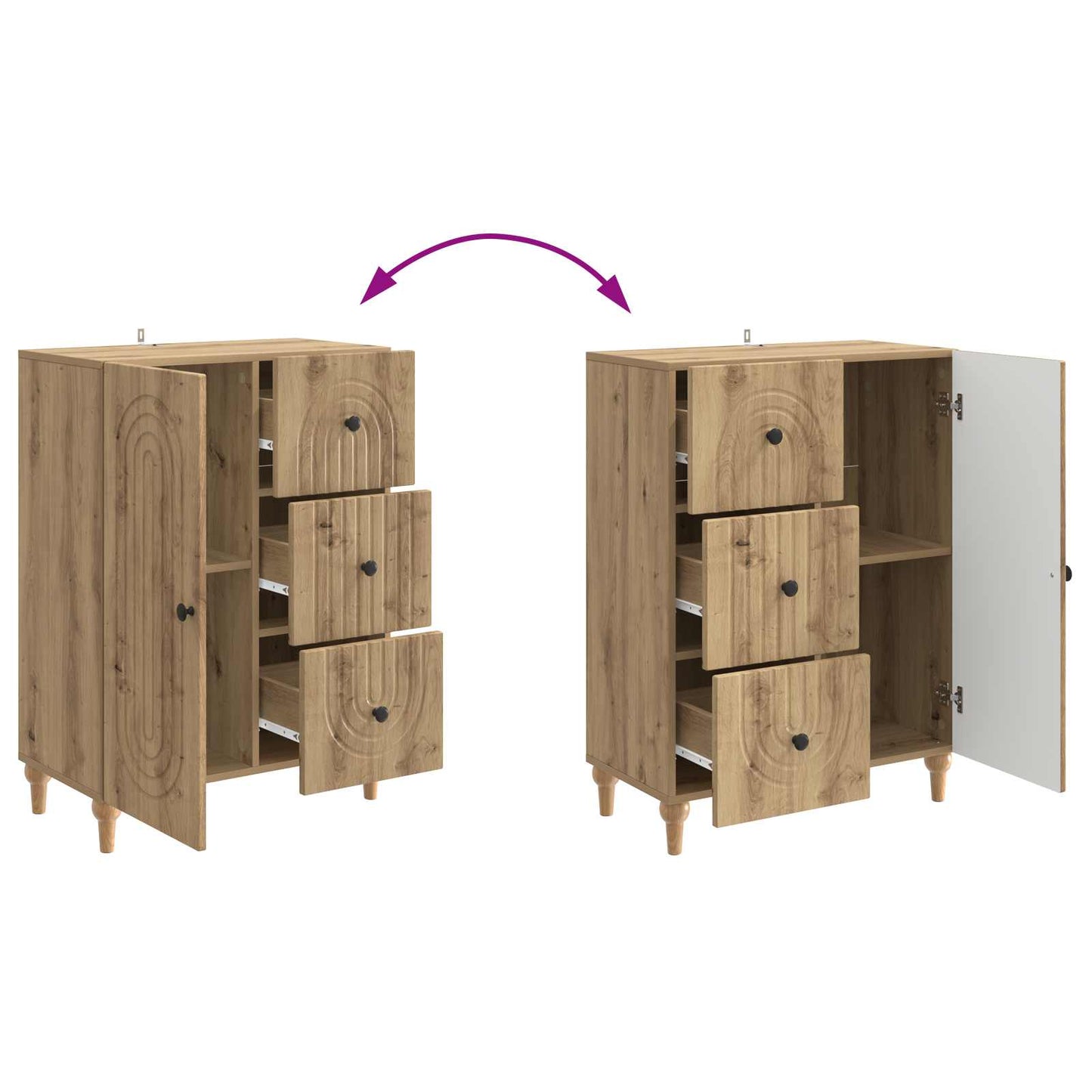 vidaXL Sideboard Artisan Oak 66 x 34.5 x 90 cm Engineered Wood