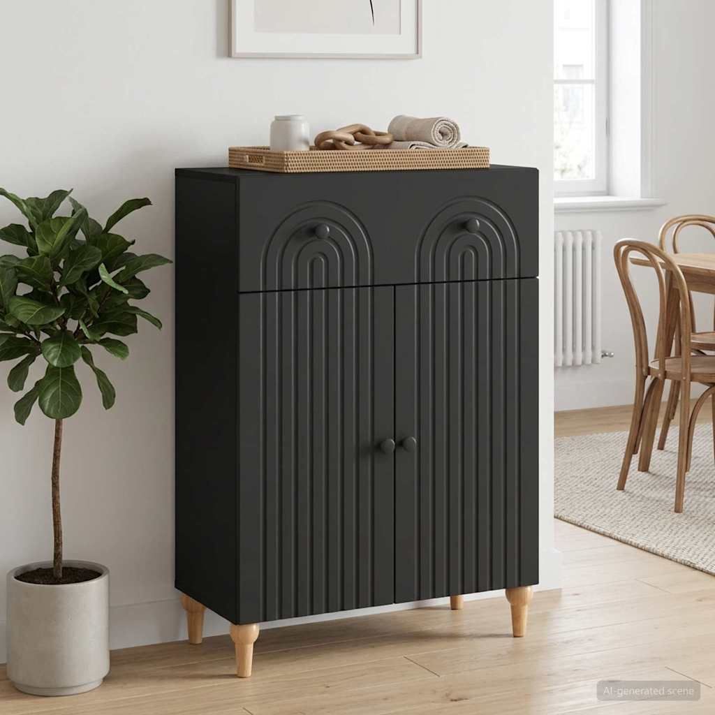 vidaXL Sideboard with Drawer Black 66 x 34.5 x 90 cm Engineered Wood