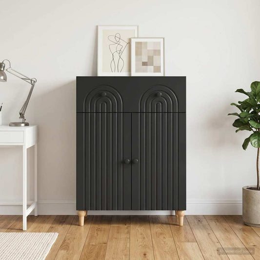 vidaXL Sideboard with Drawer Black 66 x 34.5 x 90 cm Engineered Wood