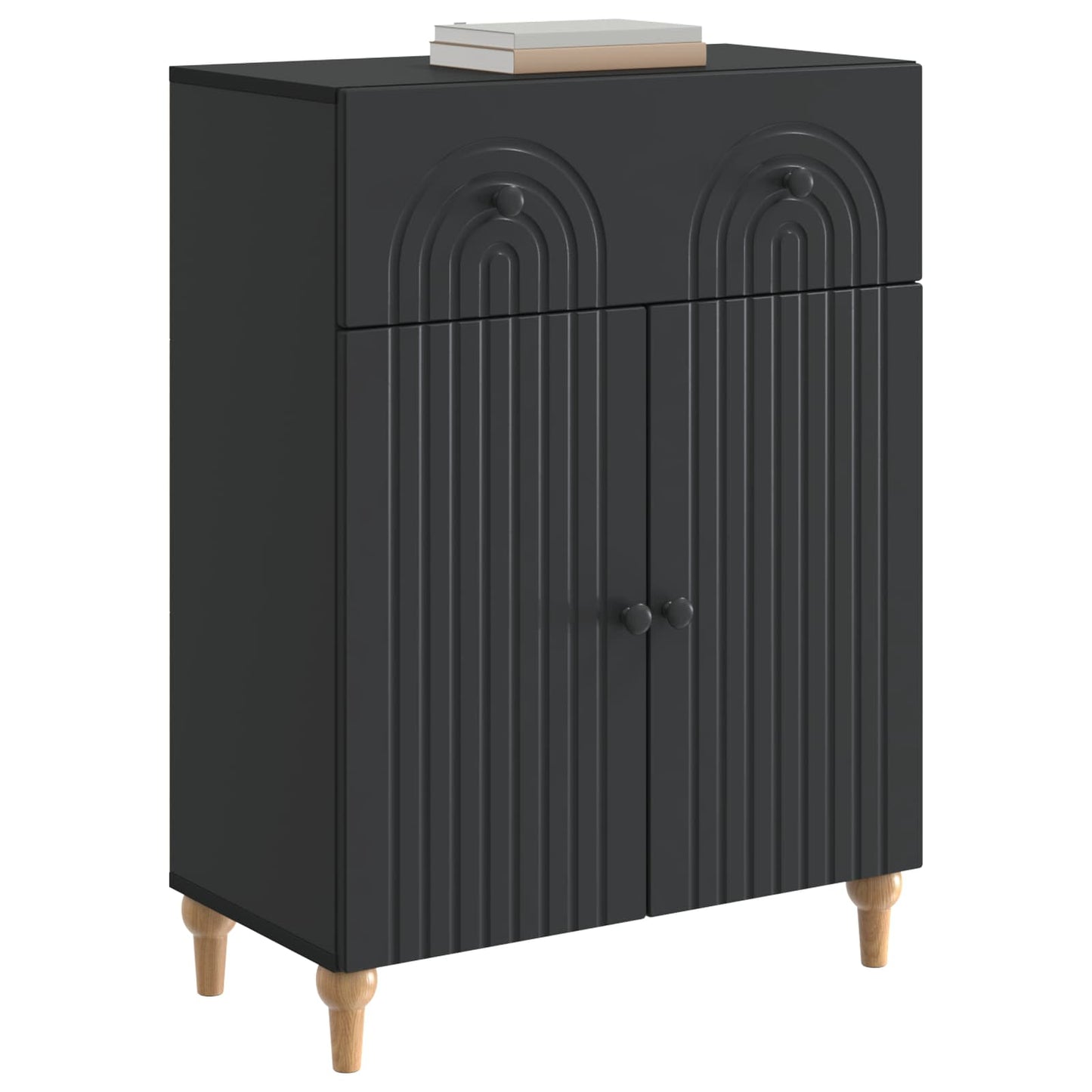vidaXL Sideboard with Drawer Black 66 x 34.5 x 90 cm Engineered Wood