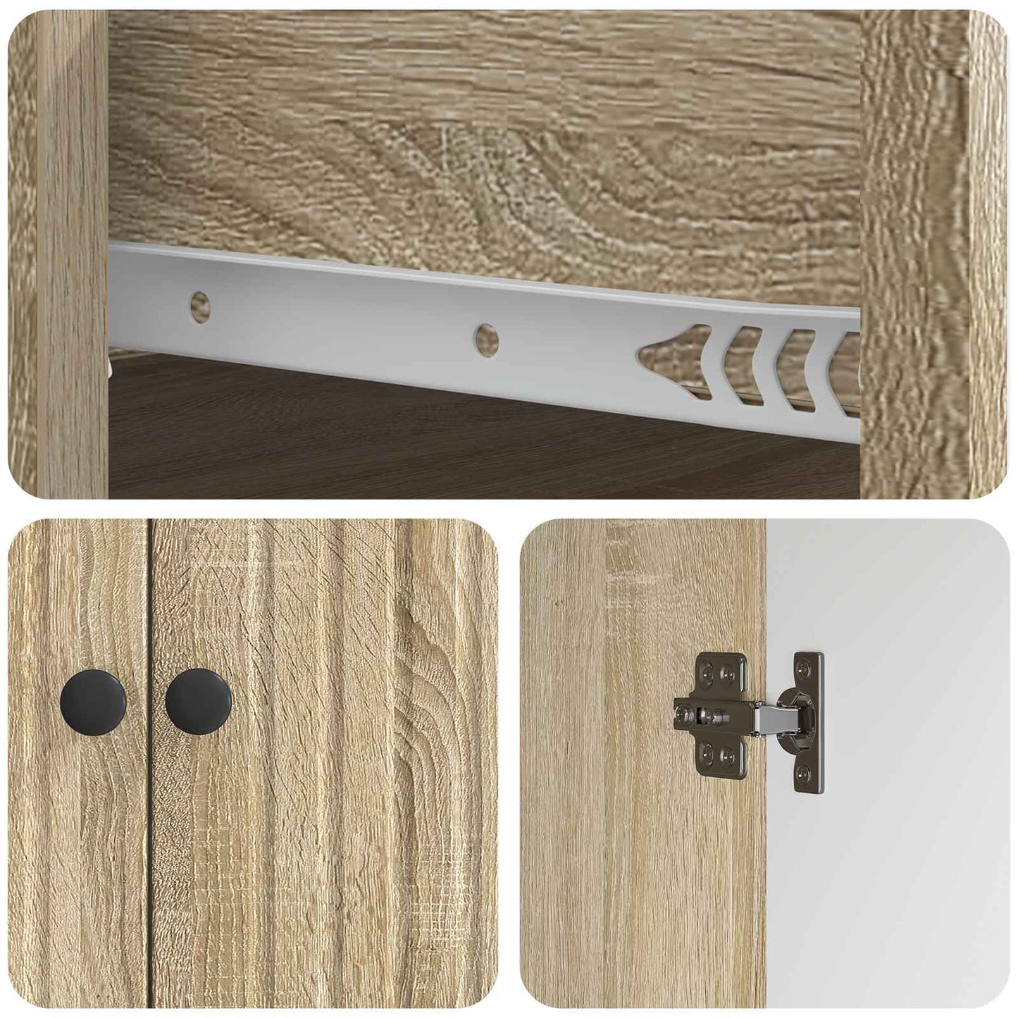 vidaXL Sideboard Sonoma Oak 66 x 34.5 x 90 cm Engineered Wood