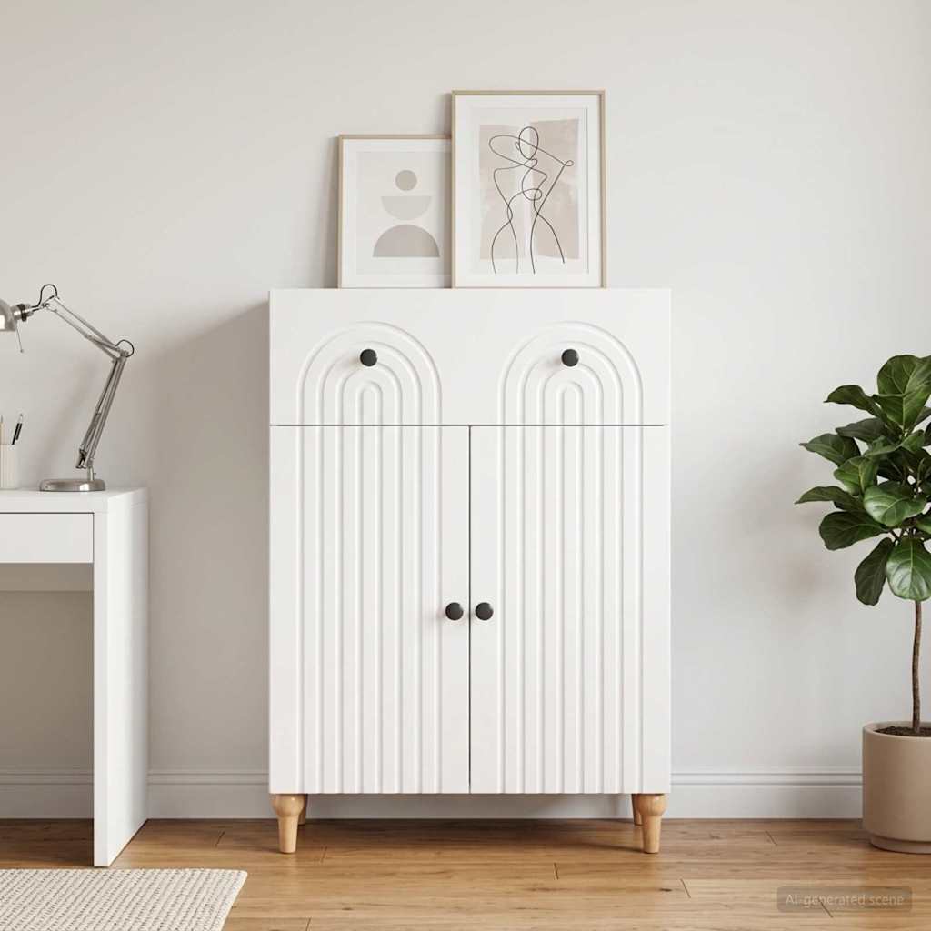 vidaXL Sideboard High Gloss White 66 x 34.5 x 90 cm Engineered Wood