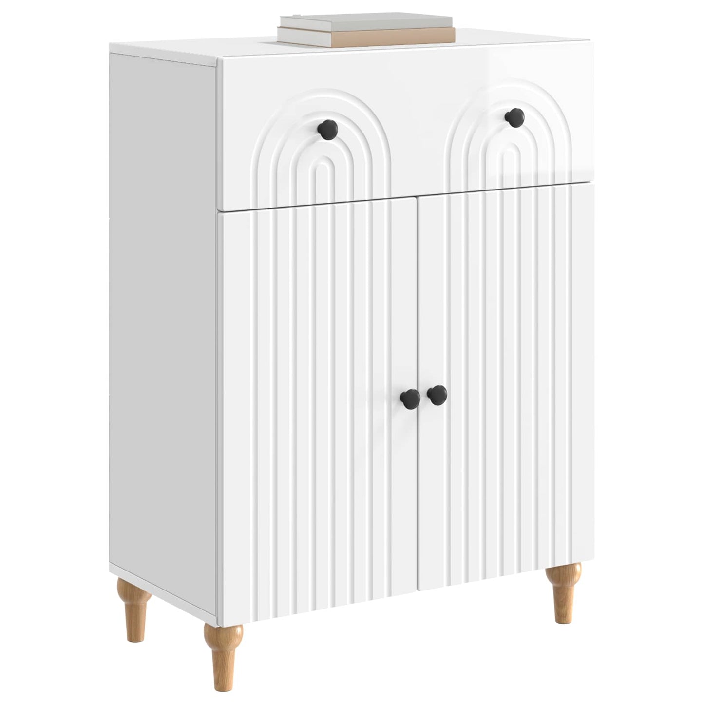 vidaXL Sideboard High Gloss White 66 x 34.5 x 90 cm Engineered Wood