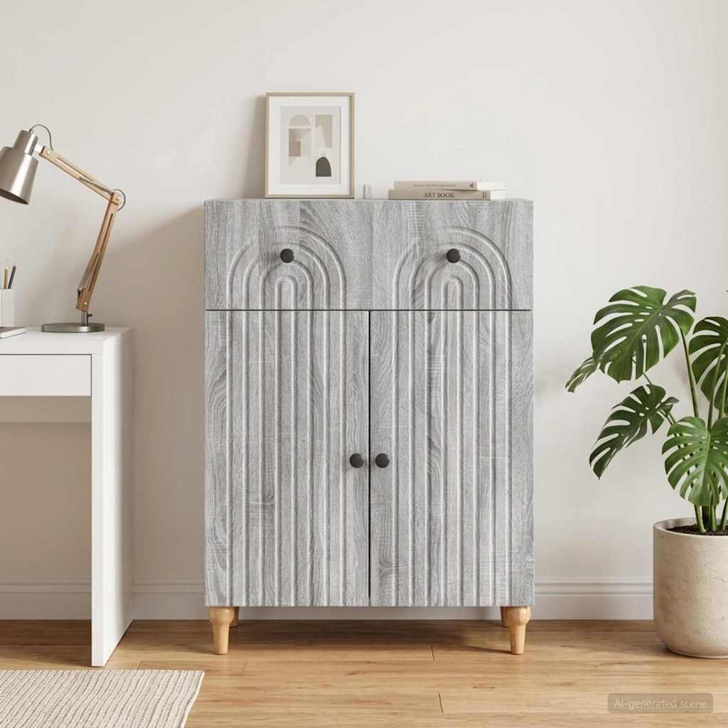 vidaXL Sideboard Grey Sonoma 66 x 34.5 x 90 cm Engineered Wood