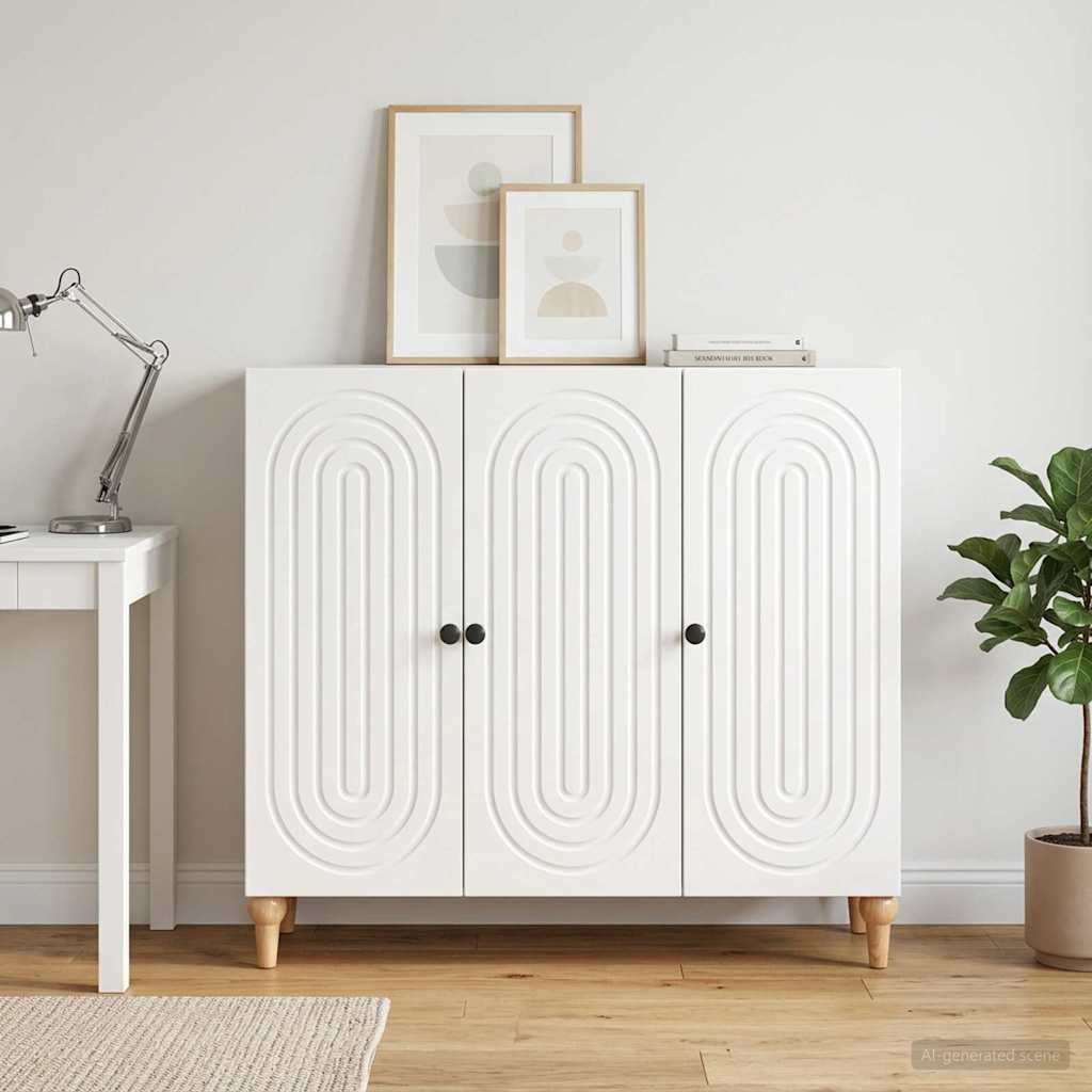 vidaXL Sideboard High Gloss White 89 x 34.5 x 80 cm Engineered Wood