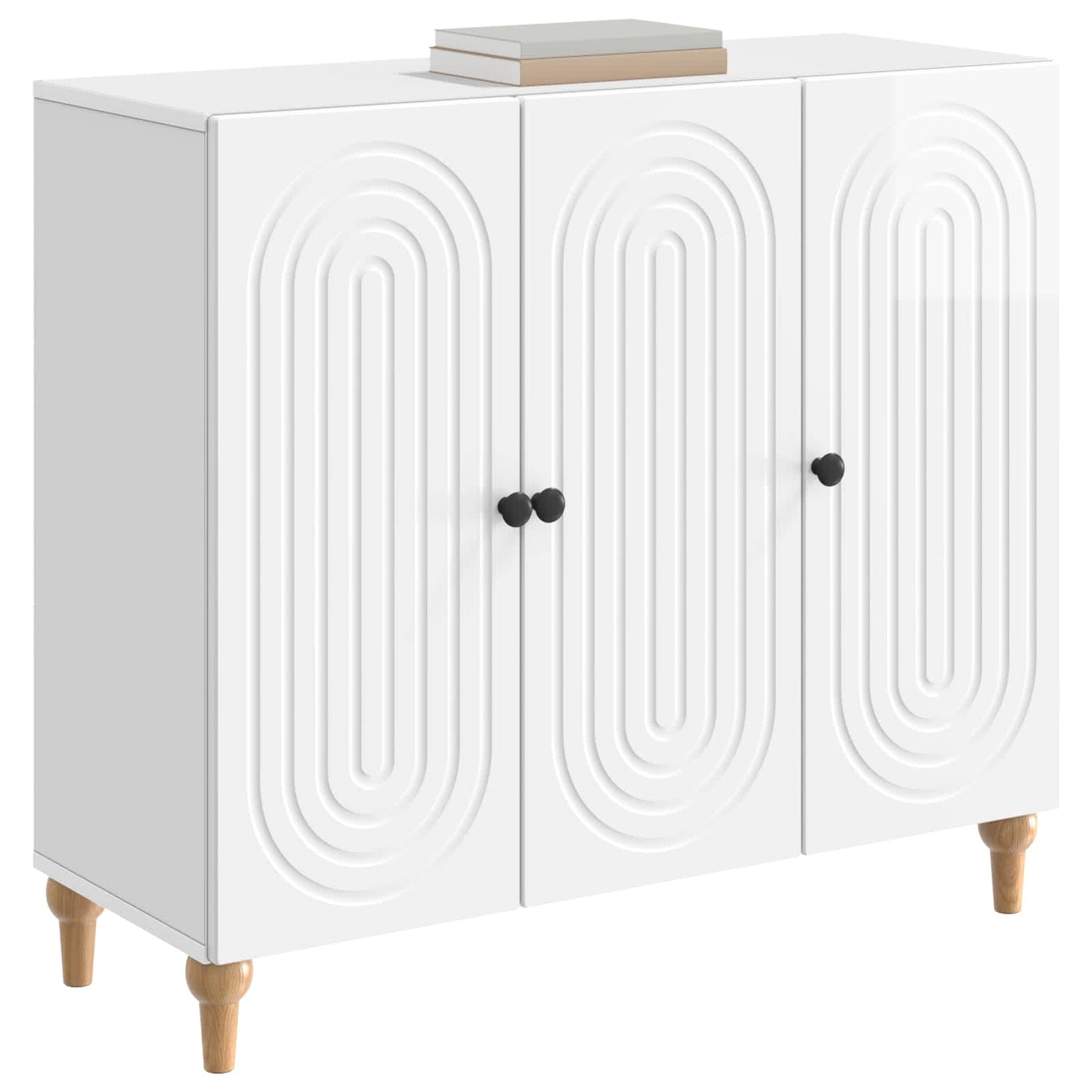 vidaXL Sideboard High Gloss White 89 x 34.5 x 80 cm Engineered Wood