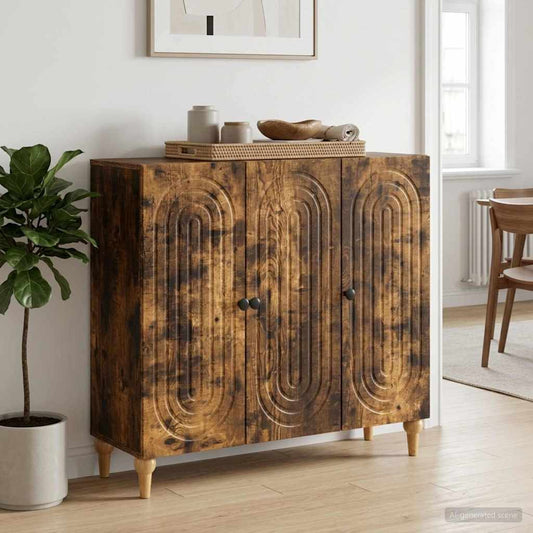 vidaXL Sideboard Smoked Oak 89 x 34.5 x 80 cm Engineered Wood