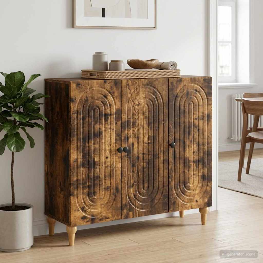 vidaXL Sideboard Smoked Oak 89 x 34.5 x 80 cm Engineered Wood