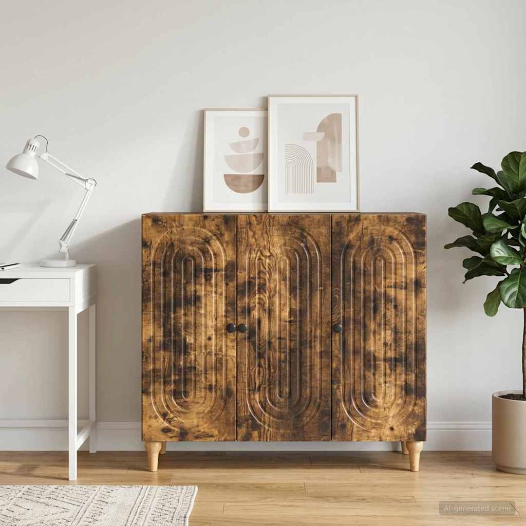 vidaXL Sideboard Smoked Oak 89 x 34.5 x 80 cm Engineered Wood