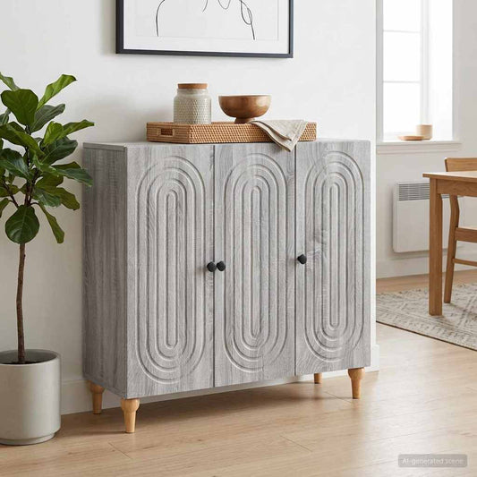 vidaXL Sideboard Grey Sonoma 89 x 34.5 x 80 cm Engineered Wood
