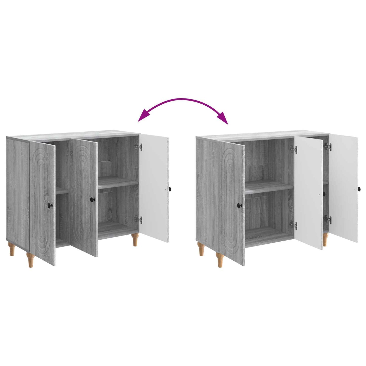 vidaXL Sideboard Grey Sonoma 89 x 34.5 x 80 cm Engineered Wood