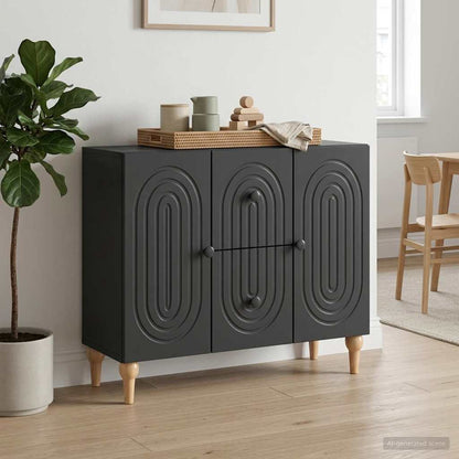 vidaXL TV Cabinet with Drawer Black 89 x 34.5 x 60 cm Engineered Wood