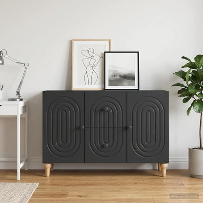 vidaXL TV Cabinet with Drawer Black 89 x 34.5 x 60 cm Engineered Wood