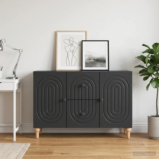 vidaXL TV Cabinet with Drawer Black 89 x 34.5 x 60 cm Engineered Wood