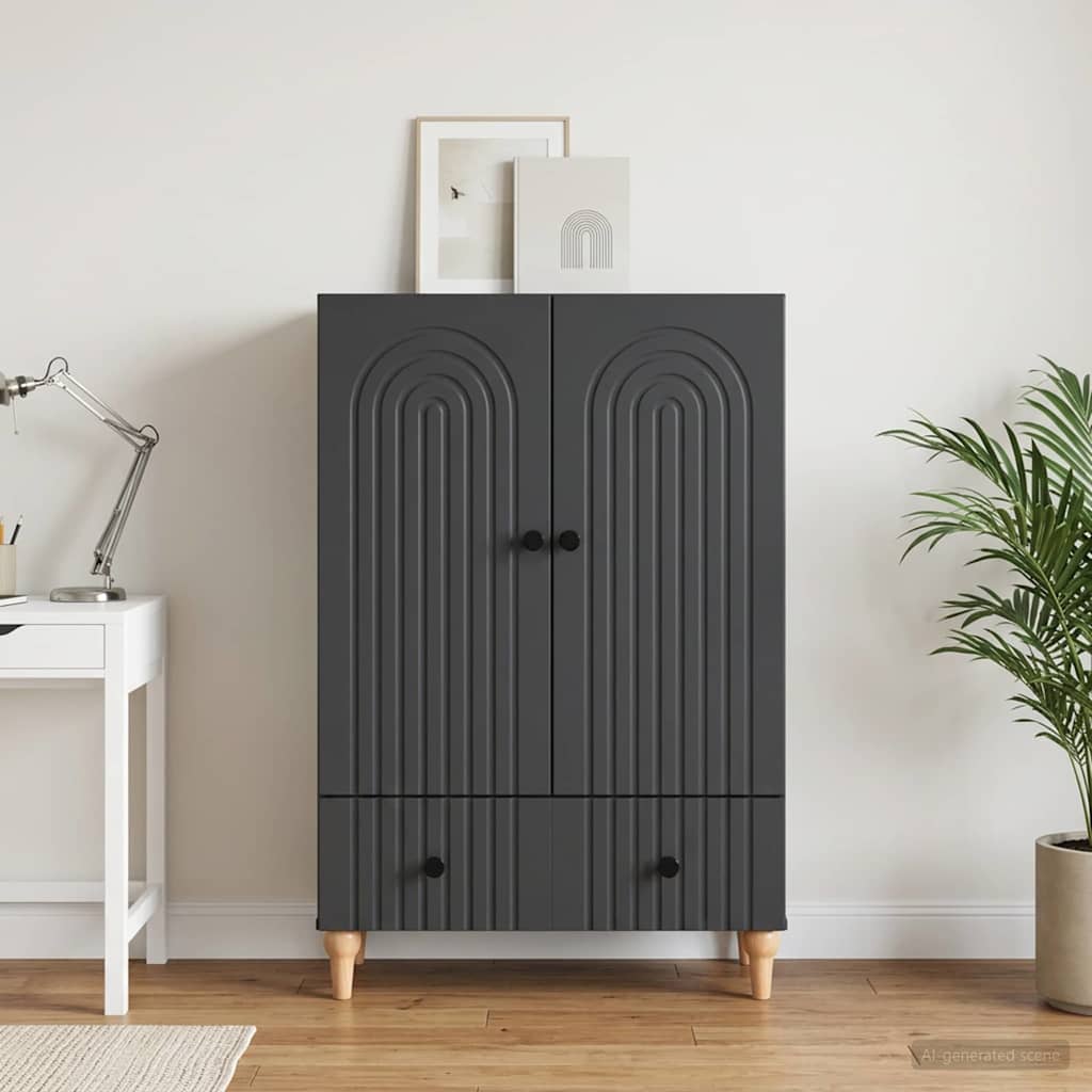 vidaXL Sideboard with Drawer Black 66 x 34.5 x 95 cm Engineered Wood