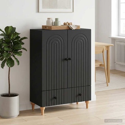 vidaXL Sideboard with Drawer Black 66 x 34.5 x 95 cm Engineered Wood