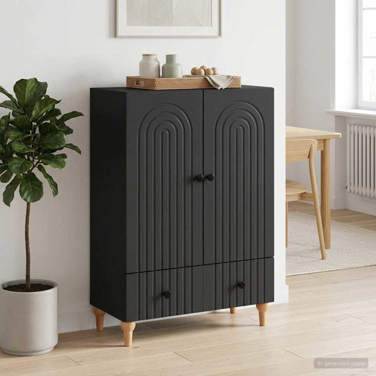 vidaXL Sideboard with Drawer Black 66 x 34.5 x 95 cm Engineered Wood